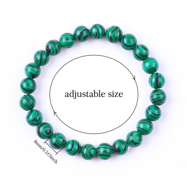 Elastic Natural Green Malachite Anti Anxiety Healing Bead Bracelet