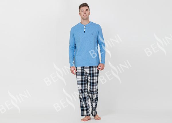 100% Cotton Slub Jersey Fabric Men'S Luxury Pajama Sets , Mens Matching Pajamas