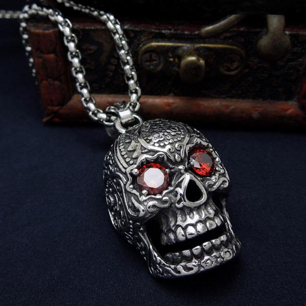 Men's Necklace Vintage Old Stainless Steel Skull Pendant Necklace(SP407)