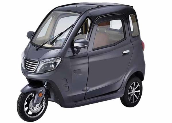 Grey 3 Wheels Enclosed Trike Motorcycle , 60V1000W ABS Enclosed Scooter Trike