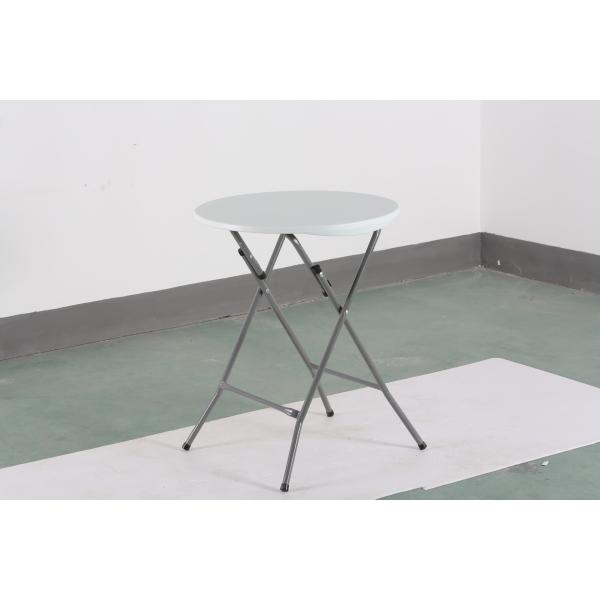 24 Inch Foldable Round White Plastic Table Oxidation Resistance Rattan Tabletop
