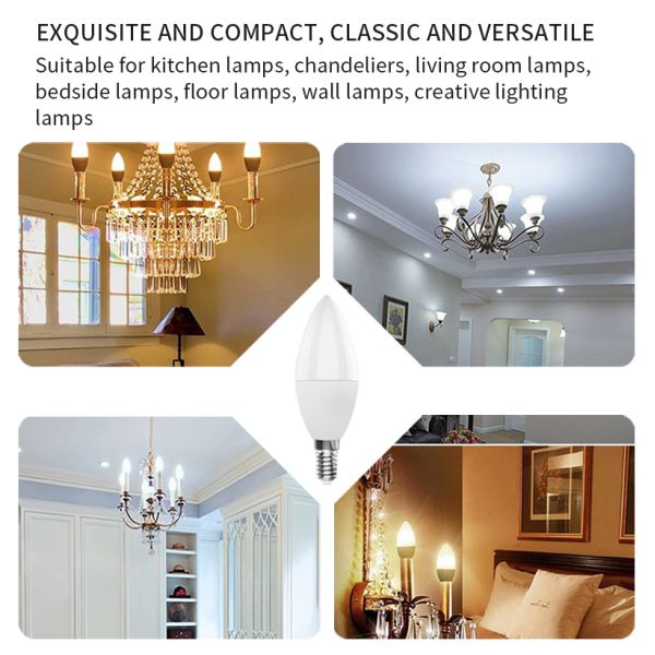 RGBCW Smart Lighting Control Candle Light Bulb E14 E12 Candelabra Base For Chandeliers