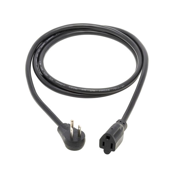3 Pin Electric Power Cord Right Angle NEMA 5-15P To NEMA 5-15R Heavy Duty