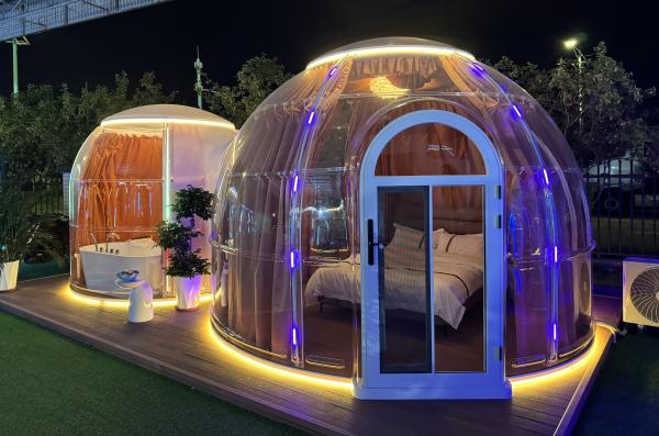 New Design Polycarbonate Dome Tent Modular Prefab PC Double Bubble Dome House For Resort