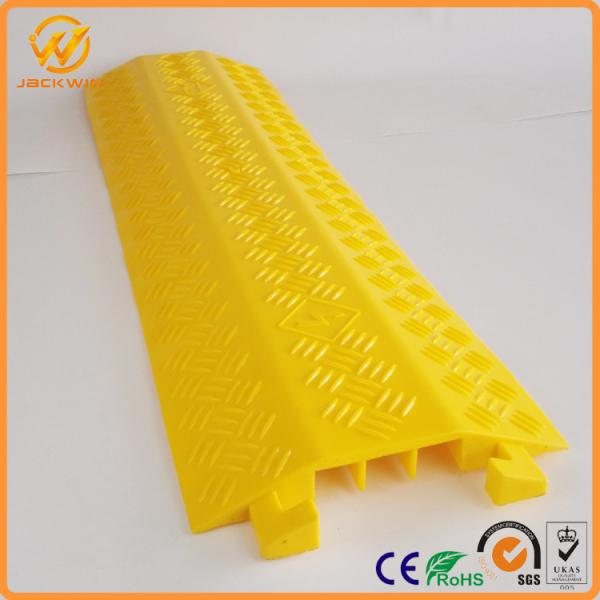 Yellow One Meter PVC Light Duty Cable Protector Ramp Plastic 3 Channels 2.5kg