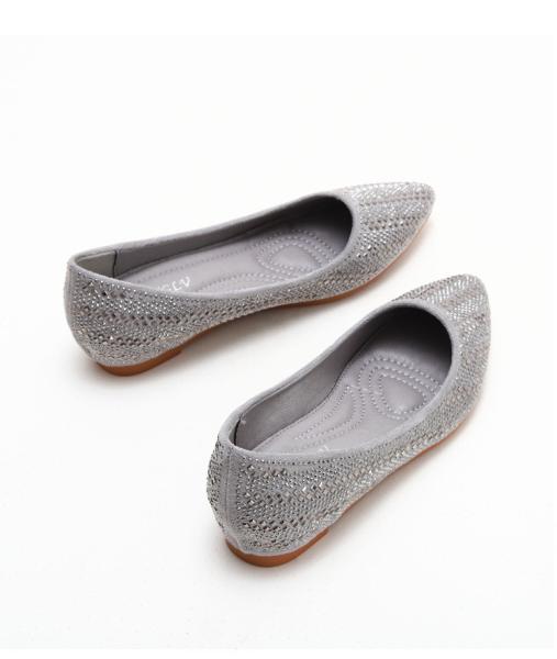 BS161 Wedge Heel Single Shoes Women'S Mid-Heel New Style Pressure Drill Inner Increase Women'S Shoes One Foot Large Size