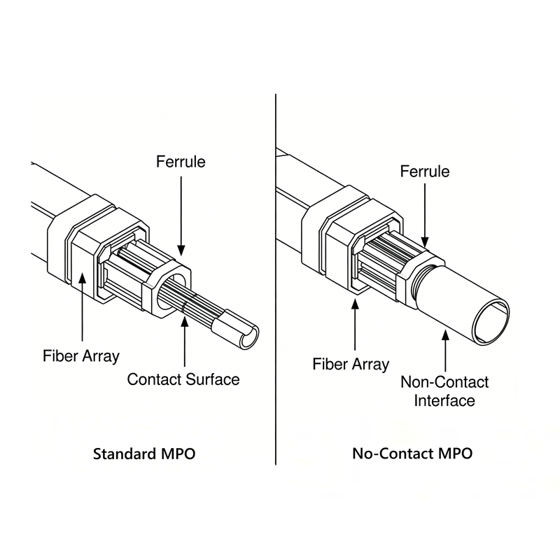 No Contact MPO Patch Cord High Durability MPO Patch Cable For 400G / 800G Optical Modules