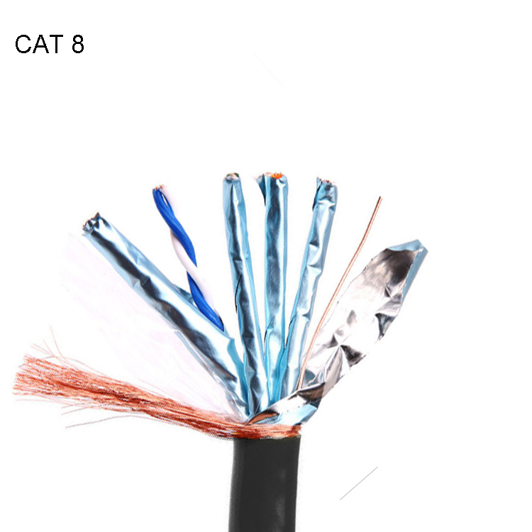 Pure copper sftp cat8 high speed cable ethernet cat8 ethernet cable 1000ft 40gbps 2000mhz cat8 cable