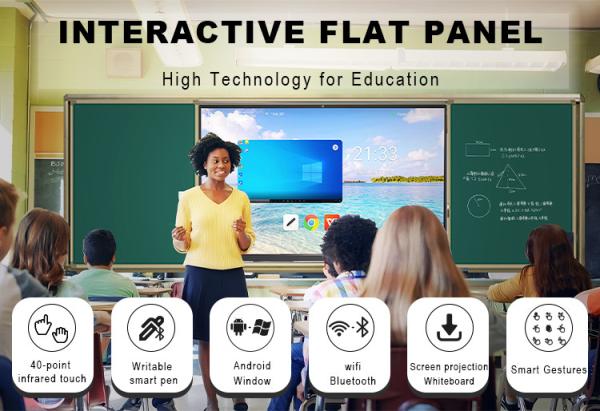 4k 55 65 75 85 96 110'' Multi Language Software LCD Smart Android Interactive Touch Panel