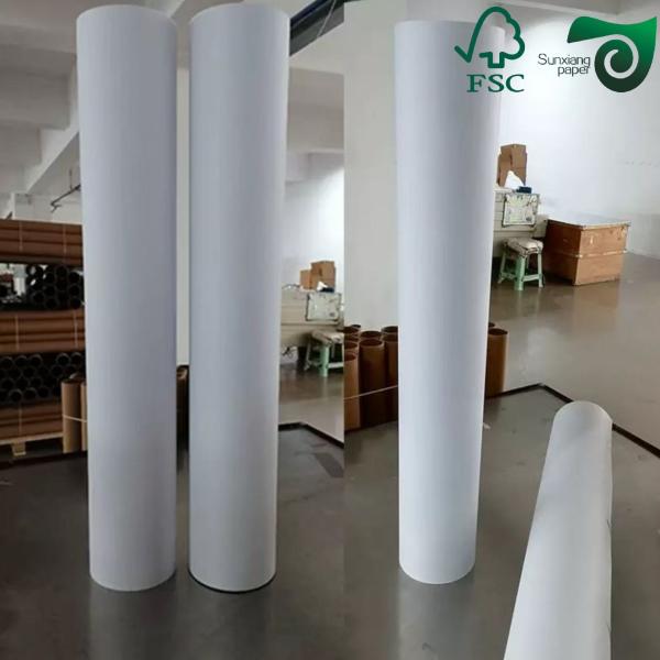 Un rouleau de papier blanc de 50 cm avec une surface lisse et sans revêtement.