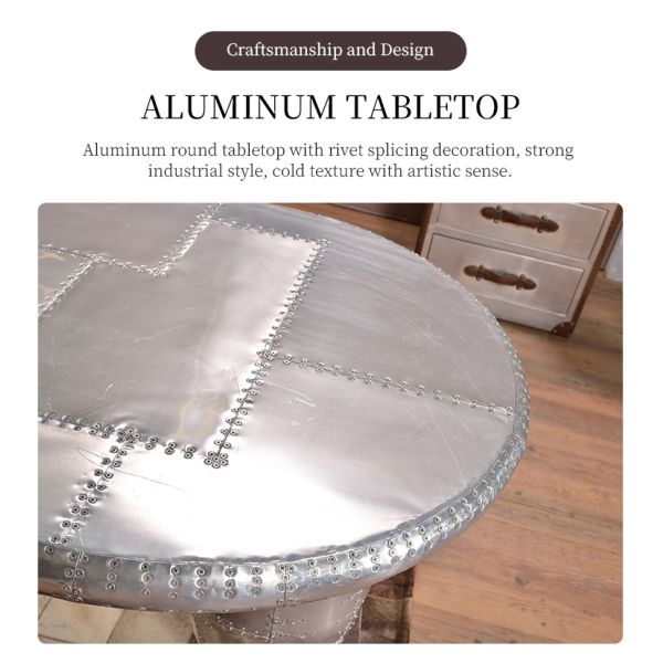 Nidea #8305 Desk Vintage Aluminium Industrial Design Mid-Century Aviation Office Table Durable Commercial Customized