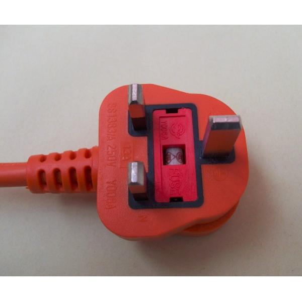 ASTA/BSI1363 approved orange power cables with non-rewireable UK type fused plug