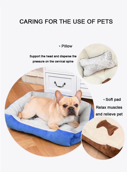 Short Plush Indoor Pet Sleeping Beds / ODM Large Square Dog Bed With Sides
