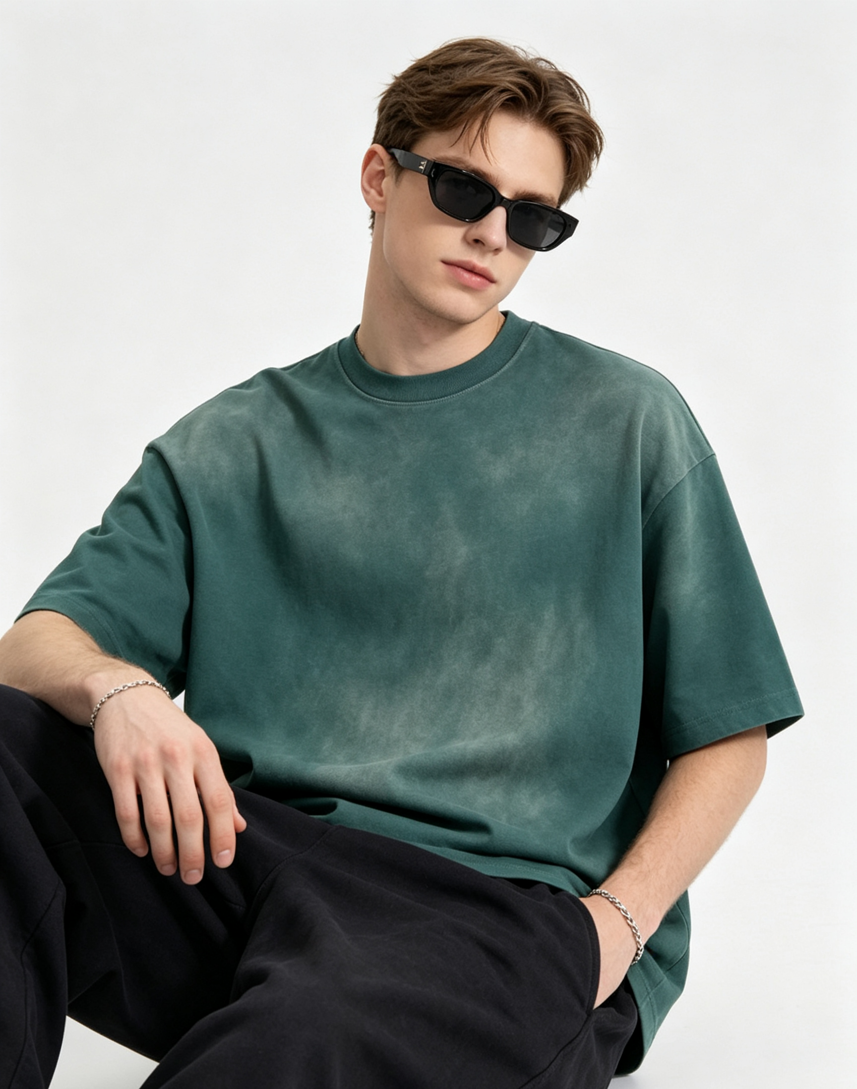 250G Cotton Faded Solid Oversized Raglan Summer Crew Neck Tee 8 Colors