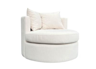 D28 Foam Density Swivel Fabric Armchair Polyester Swivel Chair Beige