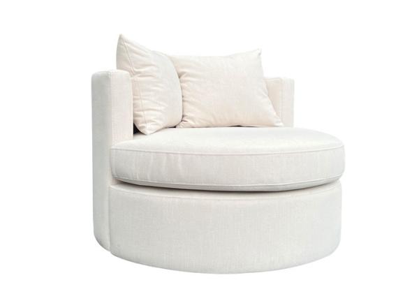 D28 Foam Density Swivel Fabric Armchair Polyester Swivel Chair Beige