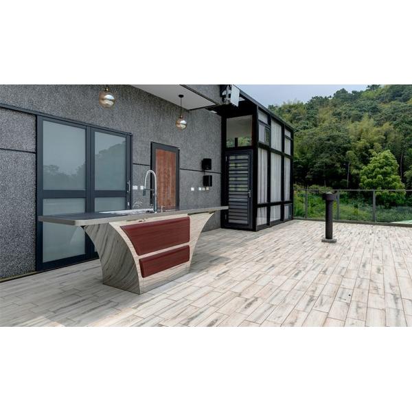 Boat-Shaped Stainless Steel Outdoor Sink Cabinet - Rose Pink Wood Grain