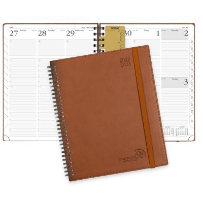 Planejador 100GSM semanal acadêmico de papel com tampa do couro do vegetariano de Brown
