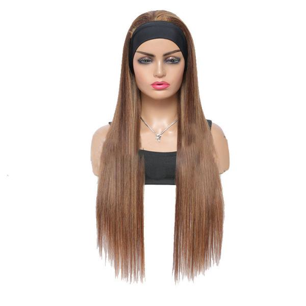 100% Top Human Hair Brazilian Hair Highlight Headband Glueless Wig P4/27 For