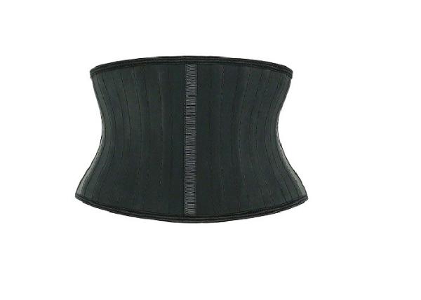 Black 7 Inches 25 Boned Latex Short Torso Waist Trainer With Hooks