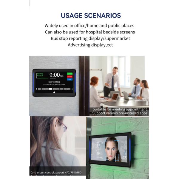 13.3inch wall mount touch screen 2GB+16GB rockchip business android tablet pc LED light POE NFC WIFI  for meeting room