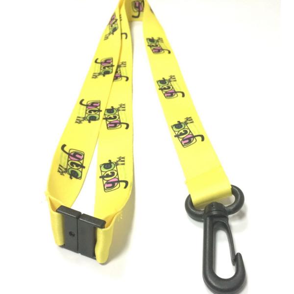 Yellow Custom Logo Dye Sublimated Lanyards With Swivel J Hook And Safety Buckle