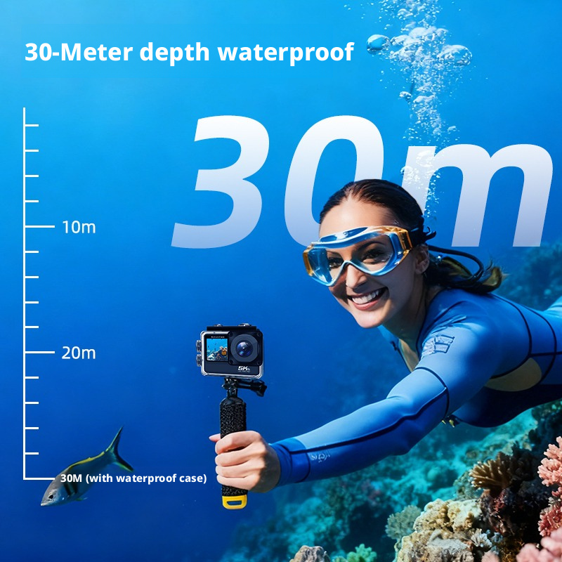 DLC 30M Depth Waterproof 6 Axis Gyro Stabilization  Action Cam Dual Selfie Screen WiFi Mobile Control Outdoor Sports Camera