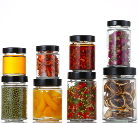 Jarrones de vidrio hermético de grado comercial con tapas para contenedores de almacenamiento de alimentos
