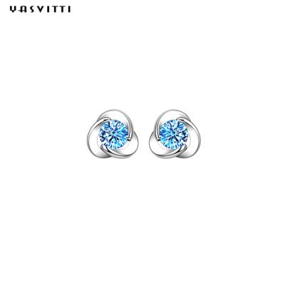 Trevo simples Diamond Earrings de 925 brincos do parafuso prisioneiro do zircão da flor de Sterling Silver Clover Zircon Earrings