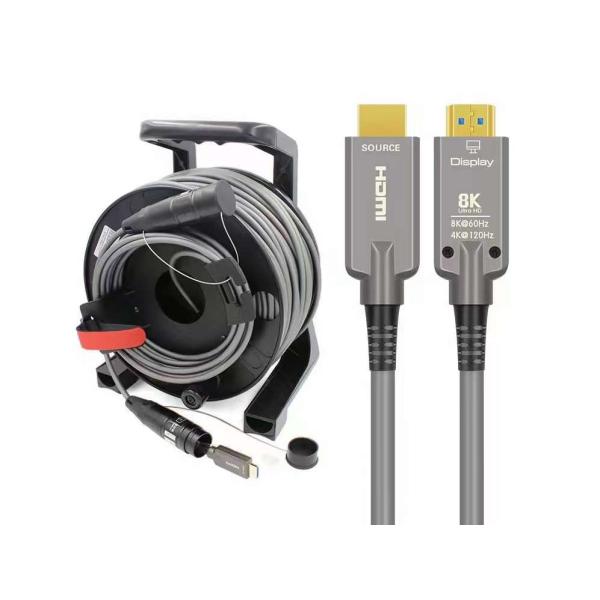 Armored Optical Fiber HDMI2.1 HD Cable Drum 8K 120Hz TPU Covered Cable for Audio Video TV Protect Shell Cable Reel