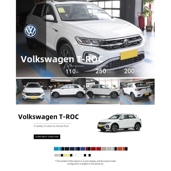 2026 VW T-ROC Two-wheel Drive Gas Petrol Automatic SUV New Car Leather Electric Features Starlight Version Black Light Pack