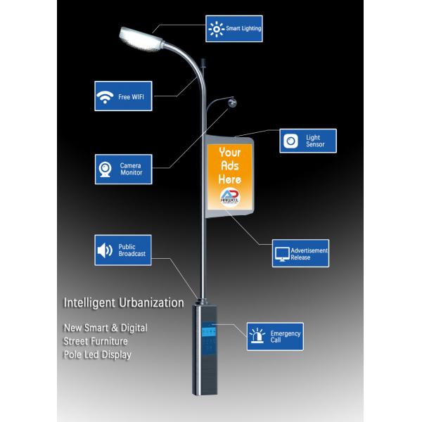 China Manufacturer Outdoor City New Smart & Digital Street Furniture Pole full color SMD P4 Led Display