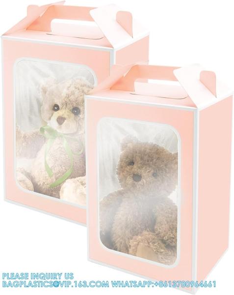 Large Gift Boxes, 10 Pcs Tote Paper Bags With Transparent Window, 9.8 X 7 X 5.1 Flower Bouquet Paper Gift Bags