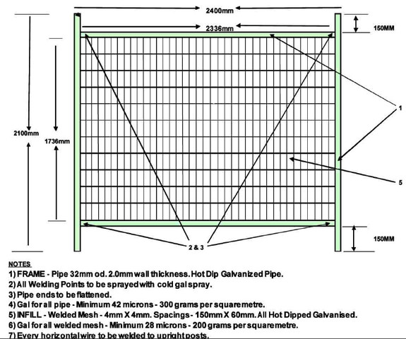 Construction Site Removable 2.1m High Temporary Metal Fencing Panels Hot Dip Galvanised