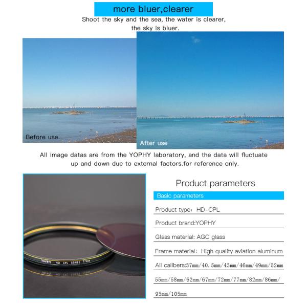 CPL Polarizer Filter For Scenery Photography Camera Filter 67mm Diameter Schott B270 Glass
