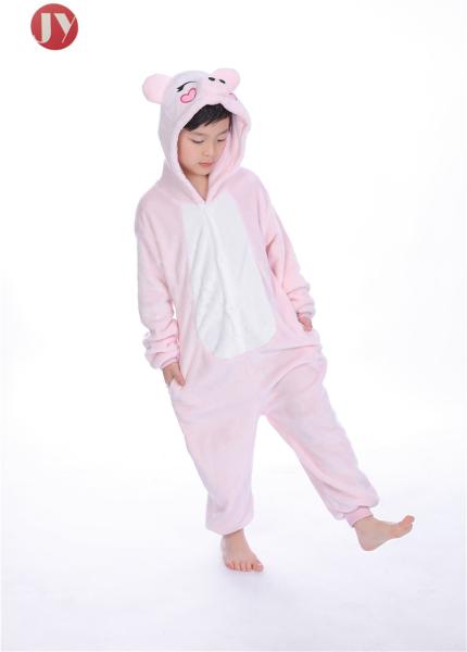 Factory Wholesale Fluffy Flannel Plush pink pig Kids Onesie Pajamas