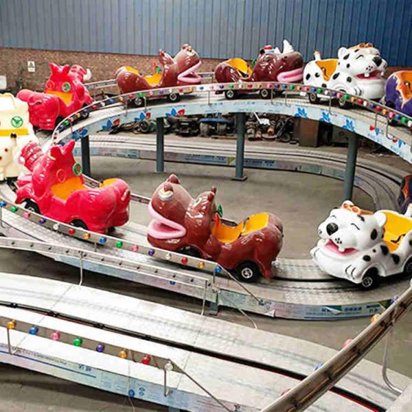 Small Kids Amusement Ride Mini Shuttle Ride With Animal Shape Coaches