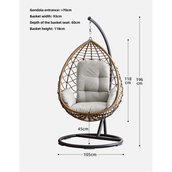 Cyclamen Patio Garden Rattan Egg Garden Swing Chair Single 196*105CM
