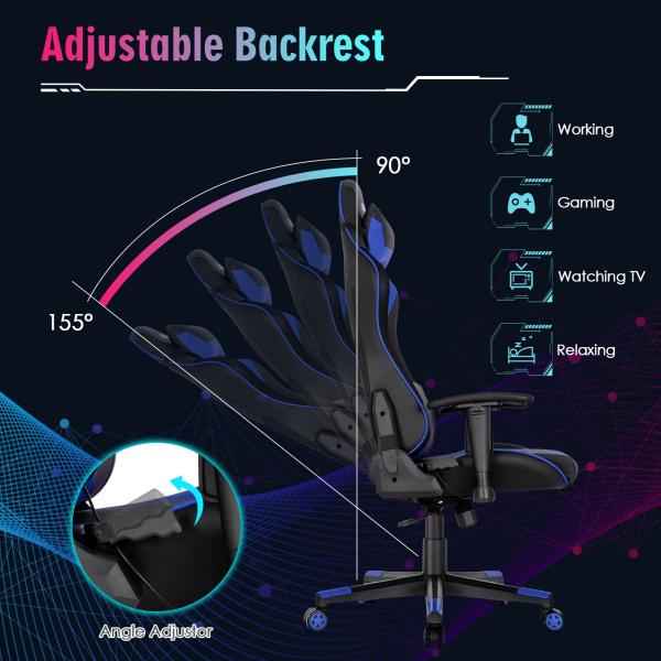 Adjustable Lumbar Support Racing Ergonomic Gaming Chair for Adults ALINUNU RGB Chair