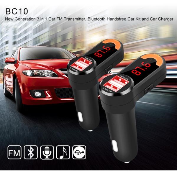 Wireless Bluetooth FM Transmitter With Dual USB Ports Car Charger