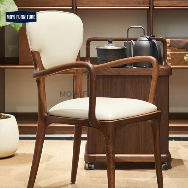 Standard Size Hotel Reception Cafe Dining Chairs Featuring Wooden Fabric and Soft Cushion Armrest