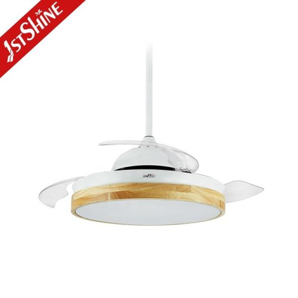 10- 1stshine Contemporâneo Madeira exclusiva Escondida Sem lâmpada de ar LED Iluminação de lâmpada de teto dobrável Luz de ventilador