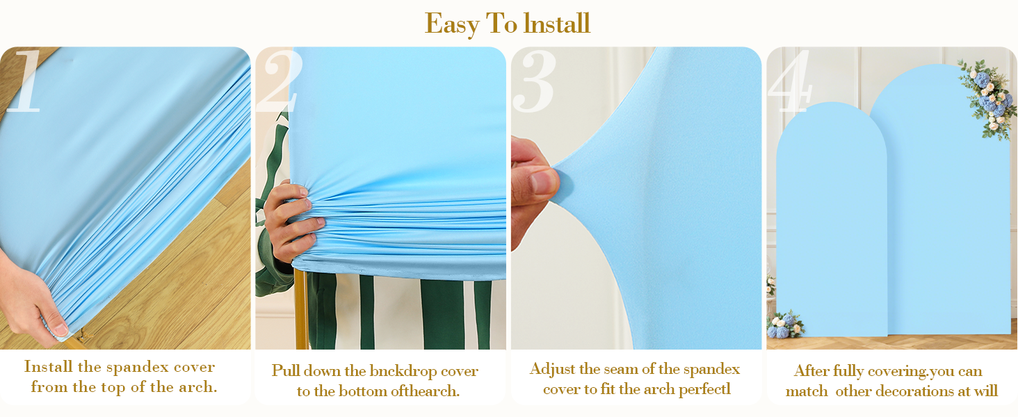 Blue Wedding Arch Backdrop Covers, Round Top Cover For Birthday Party Ceremony