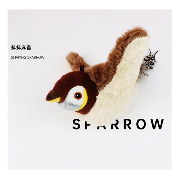 Interactive Smart Electric Rechargeable Plush Flapping Bird Toy for Dogs and Cats Touch Activated Sparrow Chirp Tweet Pet