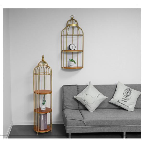 Birdcage 5 Tier Flower Pot Stand , Gold Wrought Iron Flower Stand