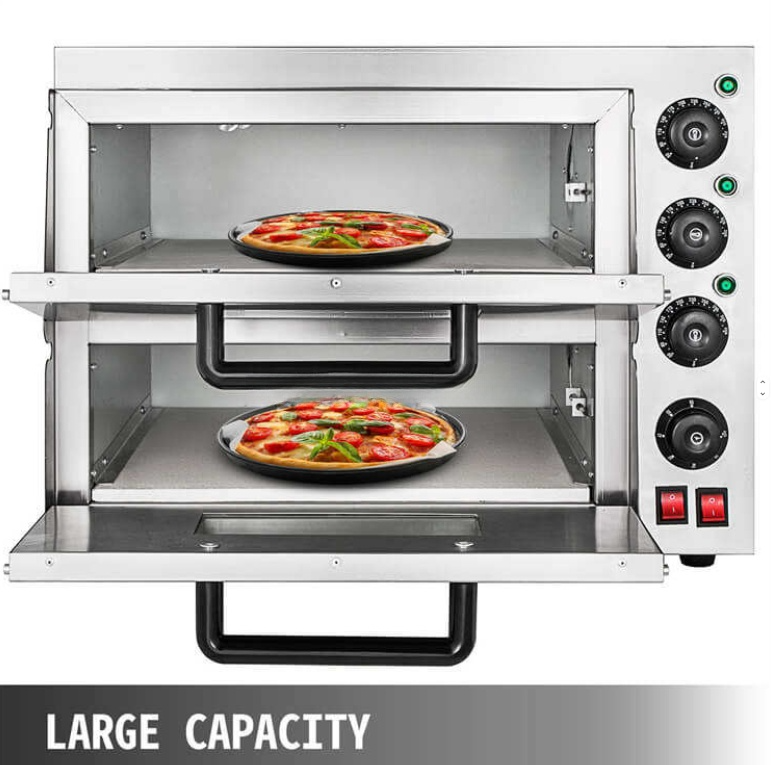 Commercial Electric Single Deck Pizza Oven, Countertop Stainless Steel Pizza Oven With Stone For Restaurant Pizzeria