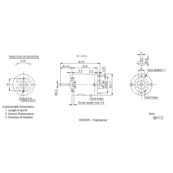 27.7mm Household Electric Motors 12v 24v RS 360 380 390 Micro DC Motor