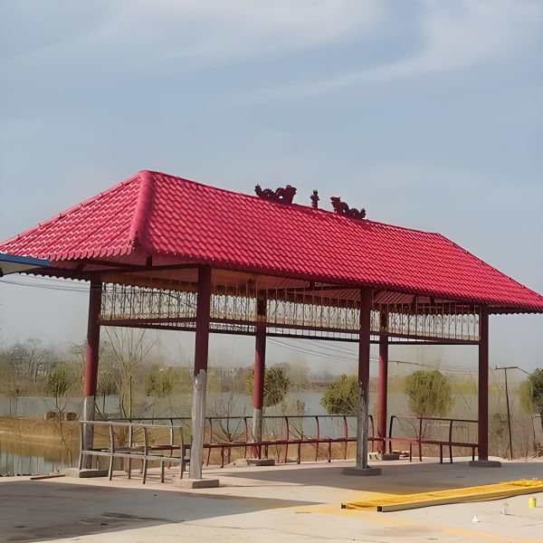 Polypropylene Chinese Temple Roof Asian Antique Style Decorative Roof Tile Red