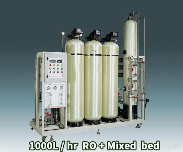 60HZ Deionized Water Systems , Mixed Bed Deionizer Bipass RO 1000LPH