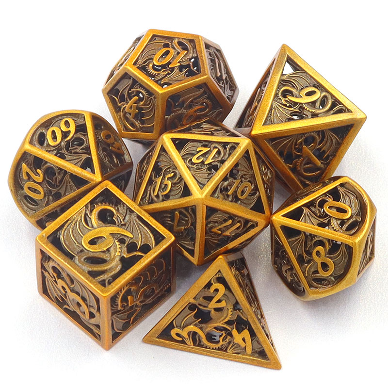 Wholesale Custom Brass Hollow Dice Set for D&D RPG MTG with Custom Logo in 16mm-20mm Sizes